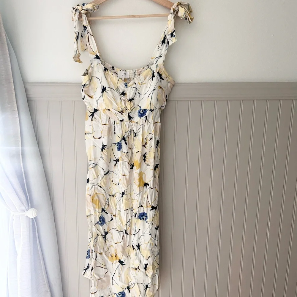 Soma Women’s Size Large Blue and Yellow  Floral Pockets Sundress - Picture 4 of 8